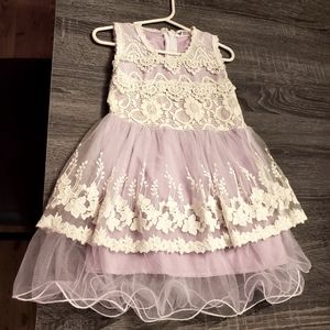 Girls 3T Lavender & Beige Lace Dress